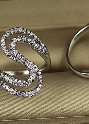 Кільце xuping jewelry подвійний зигзаг нахлистом р 17 сріблясте love-shopping