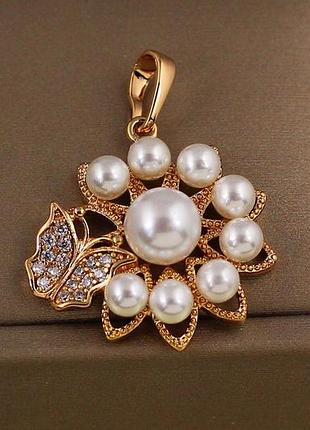 Кулон xuping jewelry весна с жемчужинами 2,8 см золотистый love-shopping