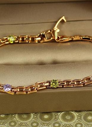 Браслет xuping jewelry манхэттен с разноцветными 19,5 см золотистый love-shopping