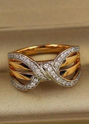 Кольцо xuping jewelry прикосновение любви с родием р 19 золотистое love-shopping