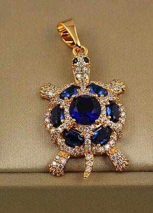 Кулон xuping jewelry черепашка із синім каменем 3,2 см золотистий love-shopping