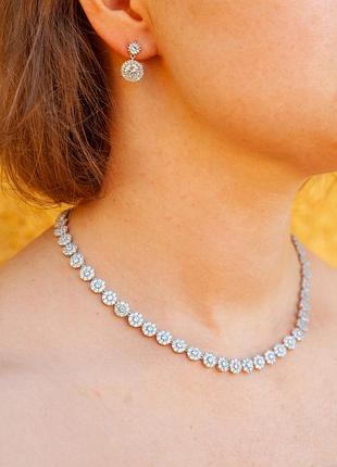 Комплект колье и серьги xuping jewelry анабель серебристые love-shopping