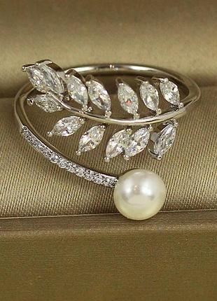 Кільце xuping jewelry фіанітова гілка розсувне р 18 сріблясте love-shopping
