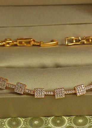 Браслет xuping jewelry сім квадратів 19 см 5 мм золотистий love-shopping