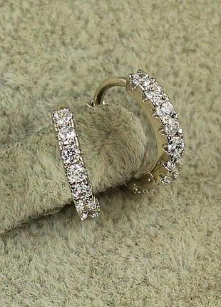 Сережки xuping jewelry доріжка з каменів спереду та ззаду 1.2 см сріблясті love-shopping