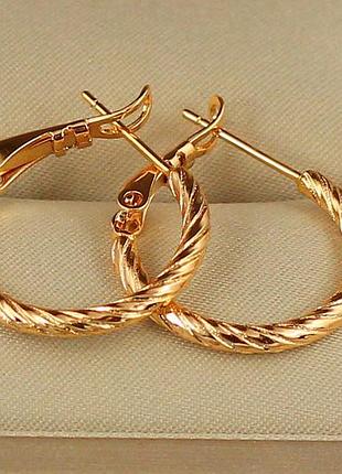 Сережки кільця хuping jewelry кручений джгут 2 см золотисті love-shopping