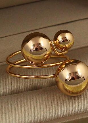 Кільце xuping jewelry поцілунок три кульки 17 р золотисте love-shopping