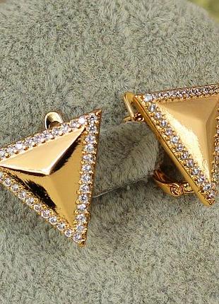 Серьги xuping jewelry большой треугольник 1,6 см золотистые love-shopping