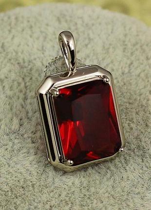 Кулон xuping jewelry красный прямоугольник 2.3 см серебристый love-shopping