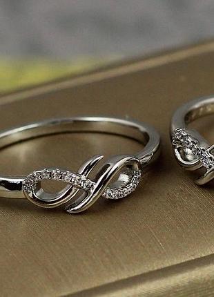 Кольцо xuping jewelry две петельки р 18 серебристое love-shopping