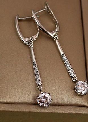 Серьги подвески xuping jewelry маятник 4,5 см серебристые love-shopping