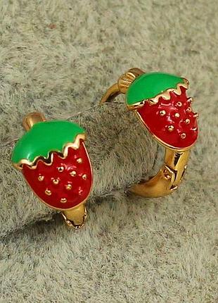 Серьги детские xuping jewelry земляничка 1,1 см золотистые love-shopping