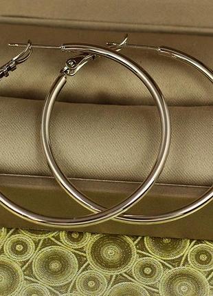 Серьги кольца xuping jewelry гладкие 5 см серебристые love-shopping