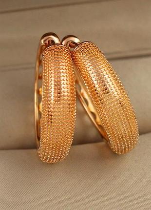 Сережки кільця хuping jewelry краплені 3 см 7 мм золотисті love-shopping