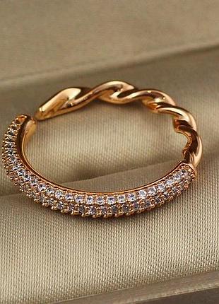Кольцо xuping jewelry две половинки р 18 золотистое love-shopping
