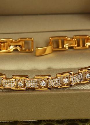 Браслет xuping jewelry вплетеная лента с камешками 17 см 7 мм золотистый love-shopping