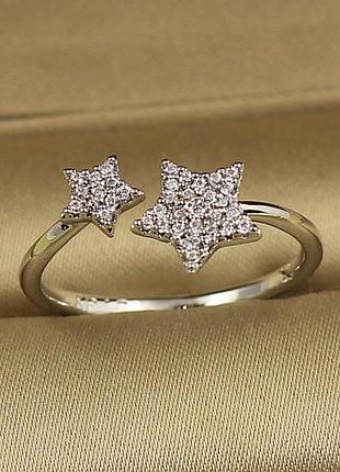 Кольцо xuping jewelry две звезды р 18+ серебристое love-shopping