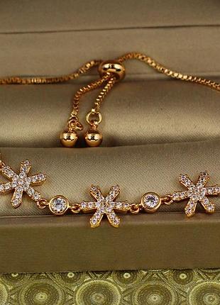 Браслет xuping jewelry регулируемый полевые цветы на бегунке золотистый love-shopping