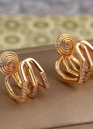 Серьги xuping jewelry кулачок 1,5 см золотистые love-shopping