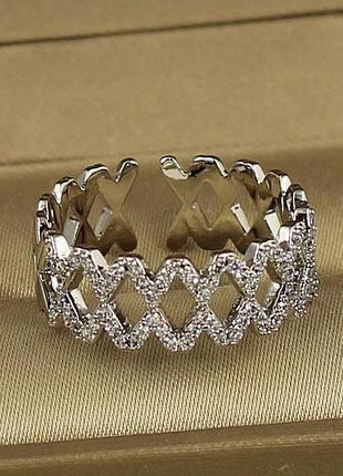 Кольцо xuping jewelry раздвижное барьер р 16+ серебристое love-shopping