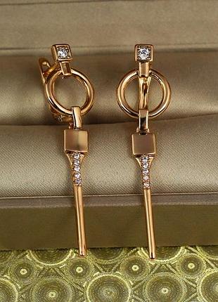 Серьги подвески xuping jewelry молот 4,5 см золотистые love-shopping
