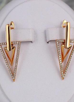Серьги xuping jewelry двойное копье 3,5 см золотистые love-shopping