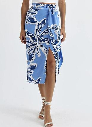 Меди юбка на запах лен h&amp;m