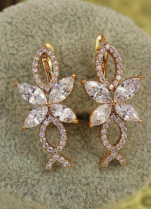Сережки xuping jewelry бузок з білими каменями 2,8 см золотисті love-shopping