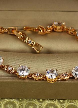Браслет xuping jewelry клио с камнями 18.5 см 7 мм золотистый love-shopping