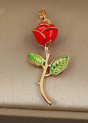 Кулон xuping jewelry червона троянда 3.5 см золотистий love-shopping