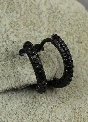 Серьги xuping jewelry тонкая дорожка с камнями с покрытием блэк ган 1,3 см черные love-shopping