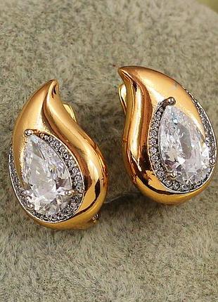 Сережки xuping jewelry полум"я з родієм 1,8 см золотисті love-shopping