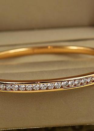 Браслет бэнгл xuping jewelry дорожка с крупными камнями от 16 см до 18 см золотистый love-shopping