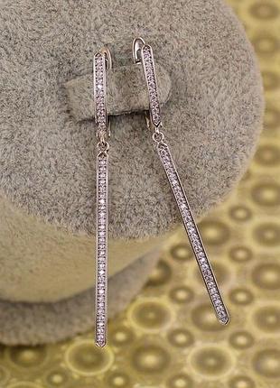 Сережки підвіски xuping jewelry тонка паличка 5 см сріблясті love-shopping