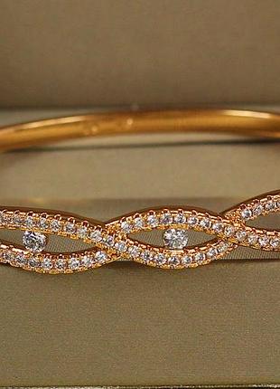 Браслет бэнгл xuping jewelry синусоиды 60 мм 8 мм на руку от 17 см до 19 см золотистый love-shopping