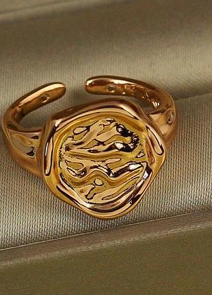Кольцо xuping jewelry раздвижное борозда р 16 золотистое love-shopping
