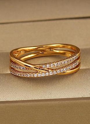 Кольцо xuping jewelry линии судьбы р 20 золотистое love-shopping