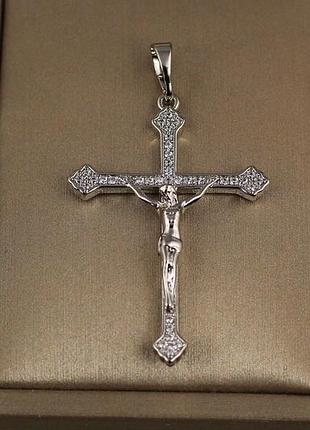 Хрестик xuping jewelry розп'яття з ромбами на кінцях 3,6 см сріблястий love-shopping