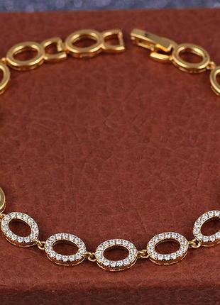 Браслет xuping jewelry пять фианитовых овалов 19 см 7 мм золотистый love-shopping