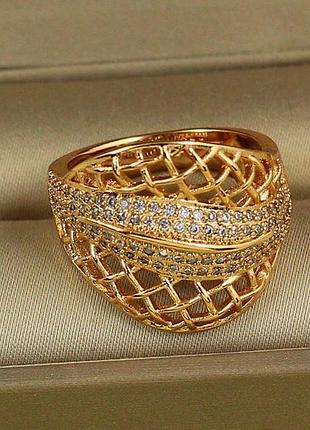 Кольцо xuping jewelry гипюр р 17 золотистое love-shopping