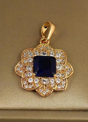 Кулон xuping jewelry персия с синим камнем 2,3 см золотистый love-shopping