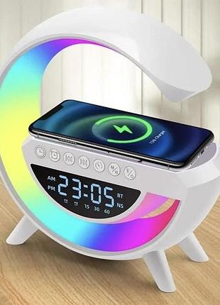 Настільна смарт-лампа, нічник bt-3401 rgb rainbow light-wireless happy light з bluetooth-колонкою + бездротова