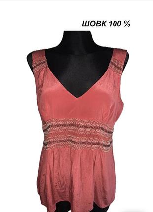 Шовк 100% silk блуза топ майка з натурального warehouse
