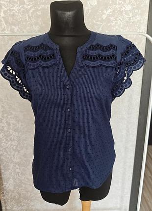 Синя блузка oasis, 100% cotton розмір євро 14