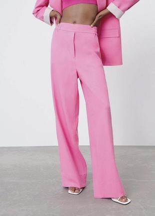 Стильные женские широкие льняные брюки zara