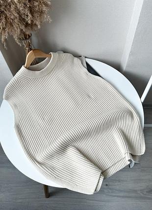 Молочний вʼязаний жилет кремовий білий топ безрукавка h&m