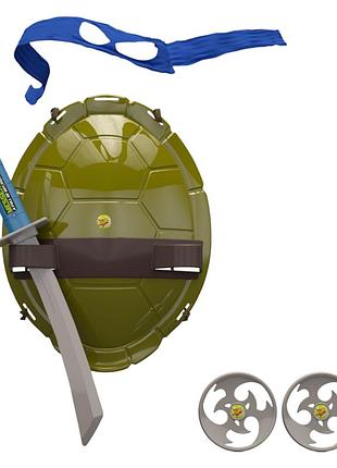 Бойовий набір черепашки-ніндзя леонардо — маска, панцир, меч і 2 сюрикена
