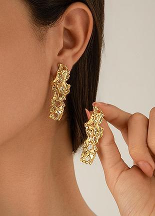 Женские сережки золотистые пусеты