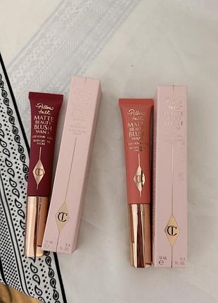 Рідкі рум’яна з матовим фінішем charlotte tilbury matte beauty blush wand відтінок pillow talk та peach pop