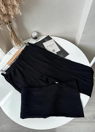 Чорні прямі жаті штани брюки кльош легкі віскоза zara